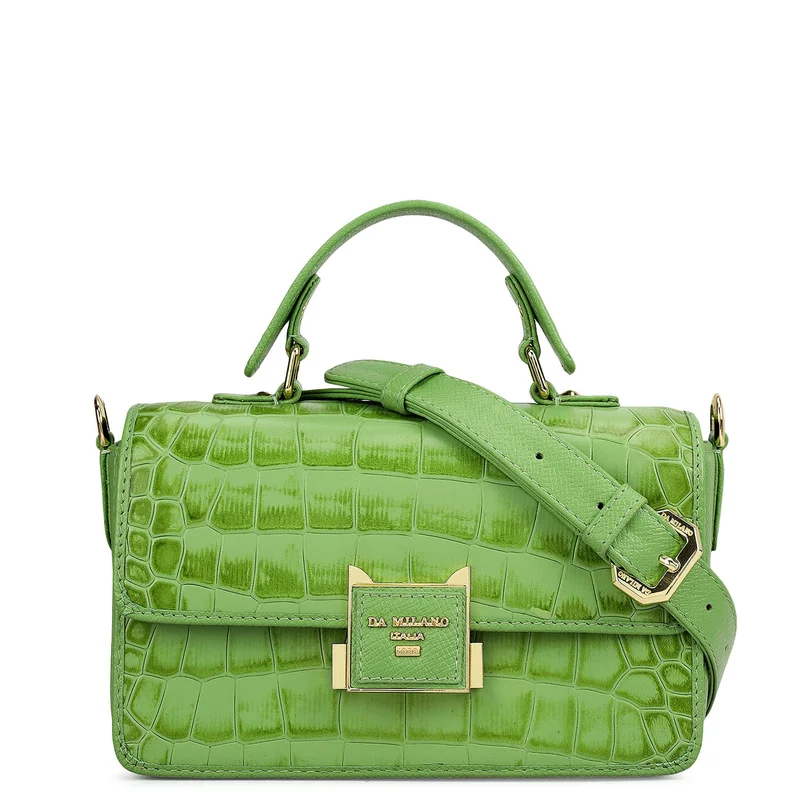 دا ميلانو حقيبة ساتشل جلد تمساح صغيرة - كيوي